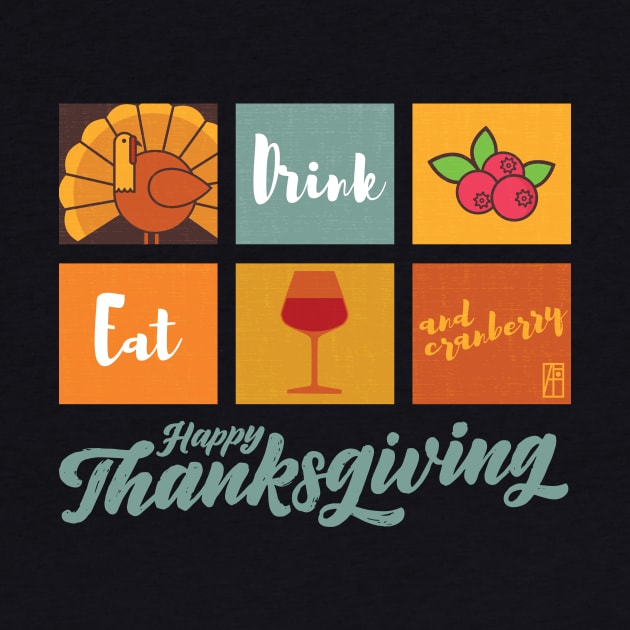 Eat, Drink and Cranberry - Happy Thanksgiving Day - Vintage by ArtProjectShop